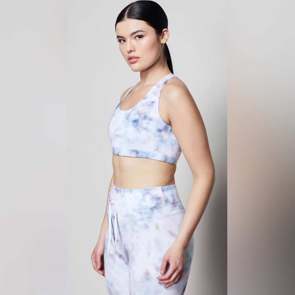 Good American Trippy Crossover Cloud Tie-Dye Sports Bra XS